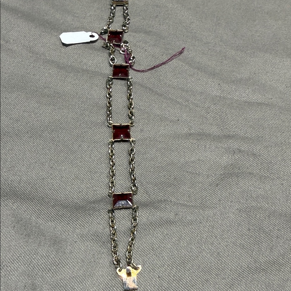 Vintage silver and Red Stone Bracelet